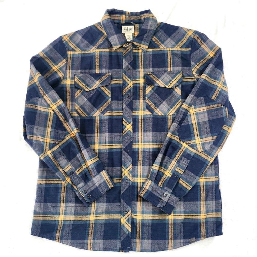 L.L. BEAN Multicolor Men's Katahdin Performance Plaid Flannel Shirt Large